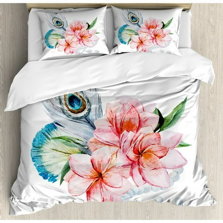 Ambesonne Shabby Elegance Watercolor Peony Anemone Flowers Peacock