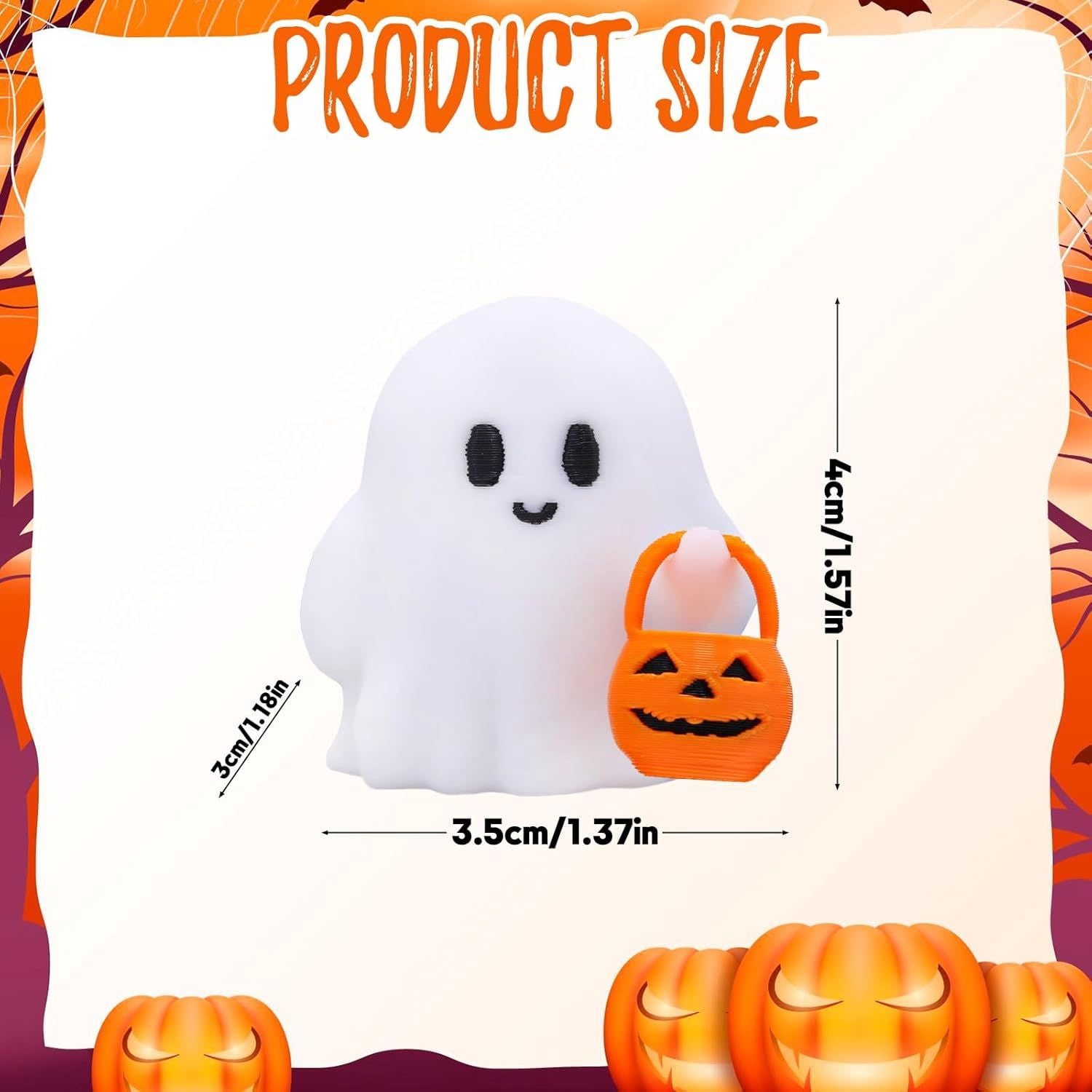 Glow-in-the-Dark Mini Ghost Figurine for Halloween Desk and Shelf Decor