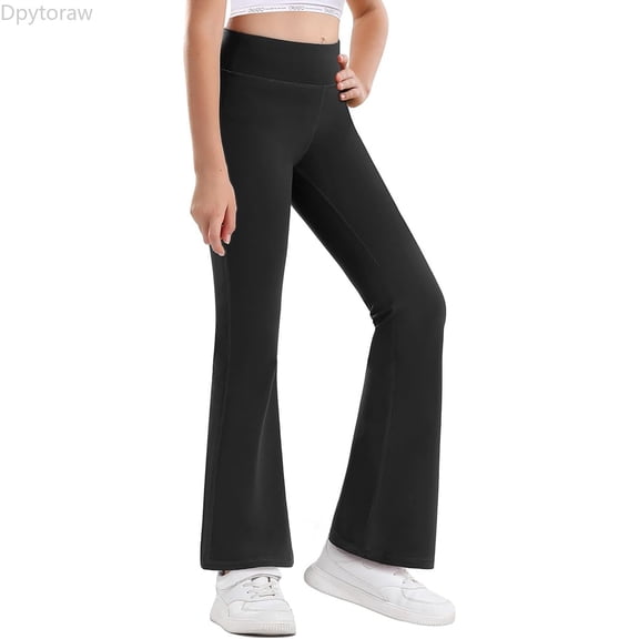 Dpytoraw Girl's Bootcut Yoga Pants High Waisted Casual Kids Bell Bottoms Pants Size 3-4 Years