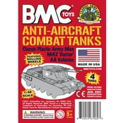 BMC Classic Payton Anti-Aircraft Tanks - 4pc Red Plastic Army Men Vehicles
