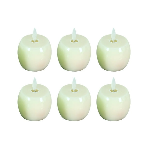 Led Christmas Lights 6 Pieces Flameless Led Candles Apple Candles Decoración de Escritorio de Velas Electrónicas Simuladas Alimentadas Por Batería Decoración de Navidad de Halloween Luces de Navidad A