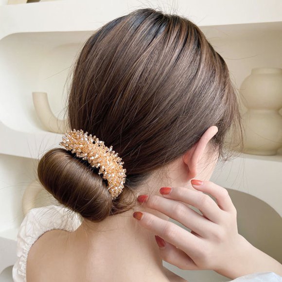 YAOBAMM Hair Styling Hair Band Simple Bun Hair Styling Hair Band Women Braided Hairbands Hair Accessories Faux Crystal Decor Lazy Headband