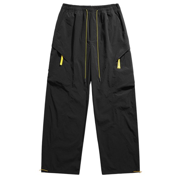 CONZONE Mens Baggy Cargo Pants Wide Leg Hiking Pants for Men Trendy Elastic Waist Graphic Outdoor Joggers Pant With Pockets