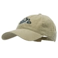 thumbnail image 2 of Motorcycle Race Embroidered Washed Solid Pigment Dyed Cotton Twill Brass Buckle Cap - Khaki OSFM, 2 of 5