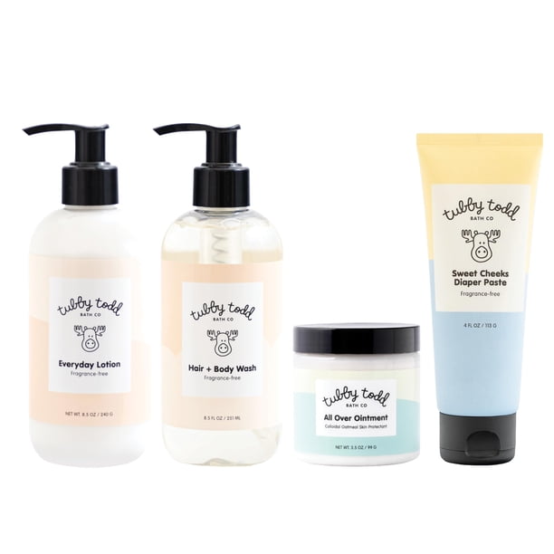 Kit de baño y cuidado de la piel para bebés TUBBY TODD Baby Bundle con 4 productos