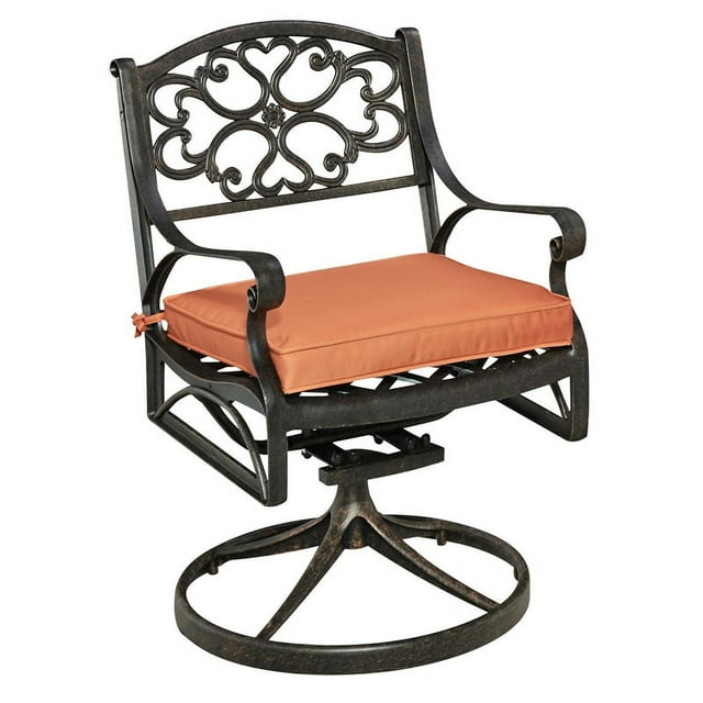 Homestyles Sanibel Cast Aluminum Patio Swivel Dining Chair with Cushion - Bronze