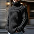 thumbnail image 6 of Ceisia Mens Thick Ribbed Turtleneck Knitted Sweater Long Sleeve Solid Color Warm Casual Pullover Top Black XL Gift, 6 of 8
