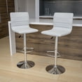 thumbnail image 3 of Flash Furniture Vincent 2 Pack Modern White Vinyl Adjustable Bar Stool with Back, Counter Height Swivel Stool with Chrome Pedestal Base, 3 of 15