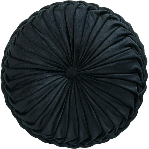 Round Throw Pillow 14.9inch Soft Round Floor Pillow Handmade Pleats Round Pillow Cushion for Couch Velvet Decorative Throw Pillow for Sofa Bed Living Room