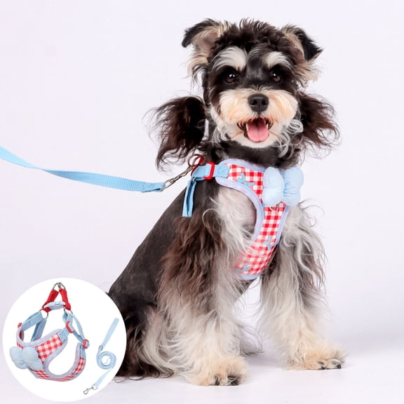 Plaid Breathable Pet Harness Set, Versatile Small Dog Harness For Small & Medium Cats And Dogs