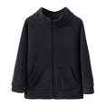thumbnail image 3 of Caqnni Toddler Baby Girls Boys Polar Fleece Jacket Full Zip Hoodie Coat Fuzzy Sherpa Thicken Warm Fall Winter Outwear (7-8 Years,Dark Gray), 3 of 5
