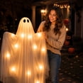 thumbnail image 3 of Light Up Hanging Ghost Decor Halloween Tulle Ghost Outdoor Decor Halloween Decorations 47.20IN Large Halloween Ornament Tall Floating Ghost Decor for Tree Porch and Lawn Decoration, 3 of 9