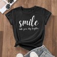 thumbnail image 4 of DHFJKG Womens Summer Top Casual Short Sleeve T Shirt Loose Fit Round Neck Letter Printed Graphic Tee For Daily Wear Cozy Tops, 4 of 5