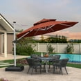 thumbnail image 3 of PURPLE LEAF 11FT Deluxe Round Patio Umbrella, Large Offset Cantilever Umbrella with 360° Rotation, Brick Red, 3 of 14