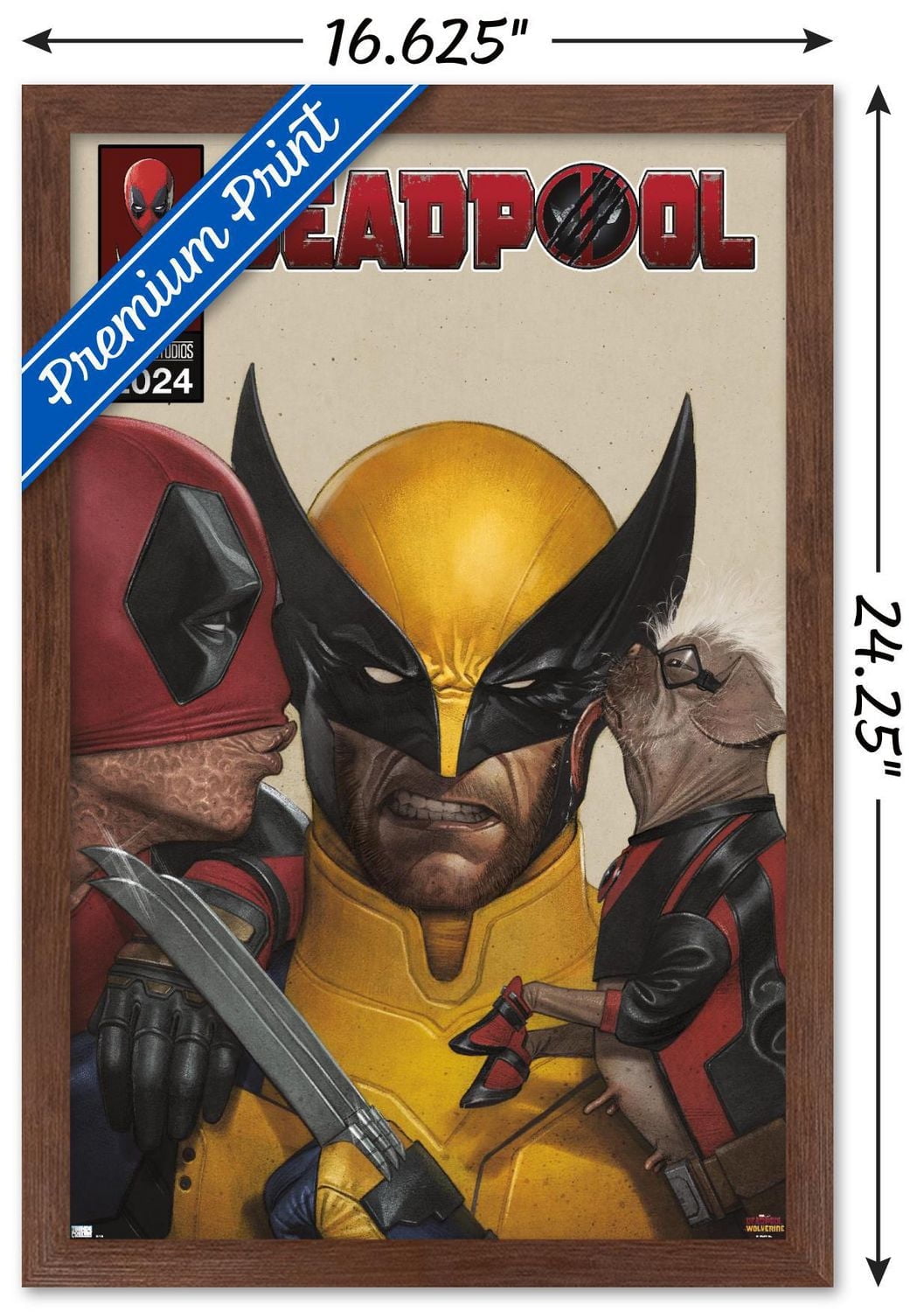 Marvel Deadpool & Wolverine - Homage Cover Wolverine Kisses Wall Poster with Magnetic Frame