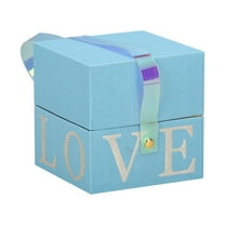 1 Pack Square Nesting Gift Boxes with Lids for Presents, Assorted Sizes, Stacking Decorative Goodie Box for Valentines Holiday, Wedding, Birthday, Party Favors Gifts Wrapping(Blue,5.1x5.1x5.1")