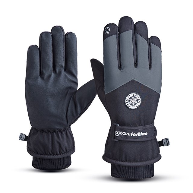 Guantes de esquí de invierno para exteriores, impermeables, antideslizantes, con acolchado de terciopelo y cálidos guantes de pantalla táctil para hombres y mujeres