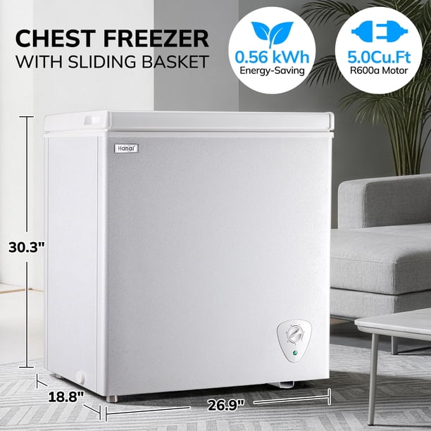 WANAI 5.0 Cubic Compact Chest Freezer with Top Open Door
