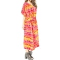 thumbnail image 3 of HAPPY BAY Women's Summer Loungewear Casual Kaftan Beach Cover Up Slit Dress Maxi Dresses Caftans for Women 2X-3X Ruby, Palm Tree, 3 of 5