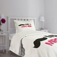 thumbnail image 5 of Ambesonne Retro Quilted Bedspread Set 2 Pcs, Lips Moustache Mr Mrs, Twin Size, Black Pink White, 5 of 6
