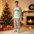 thumbnail image 4 of Onlypjs Family Christmas Pajamas Matching Sets Antler Letter Sage Green Tops Plaid Pants Holiday Sleepwear Loungewear for Couples, Men and Women, 4 of 5