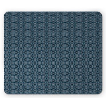 Oriental Mouse Pad, Ethnic Themed Continuing Ornamental Motif with Traditional Inspirations, Rectangle Non-Slip Rubber Mousepad, Turquoise Dark Blue, by Ambesonne