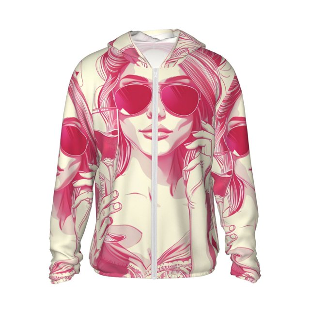 Balery Ace Of Diamonds Lady Sudadera ligera de manga larga con capucha y protección solar UPF 50+ para hombre y mujer, ideal para pesca y running-Small