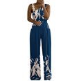 thumbnail image 1 of Gibobby Monos de Moda Mamelucos de mujer Sexy Botón de metal Camiseta sin mangas Cintura alta Mono de pierna ancha Mono estampado(Azul marino， S), 1 of 5