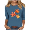 thumbnail image 2 of Inverlee Thanksgiving Shirts for Women Plus Size Turkey Pumpkin Graphic Tees Comfy 3/4 Sleeve Cotton T-shirts Round Neck Dressy Casual Blouse Tops, 2 of 4