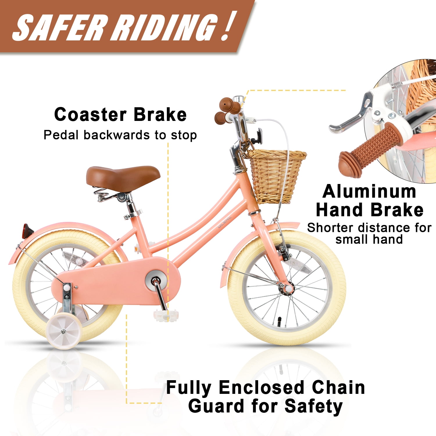 Glerc Little Molly 14 inch Kids Girls Bike for 3-5 Years Old