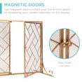 thumbnail image 3 of Best Choice Products 44x33in 2-Panel Handcrafted Wrought Iron Geometric Fireplace Screen w/ Magnetic Doors - Gold, 3 of 8
