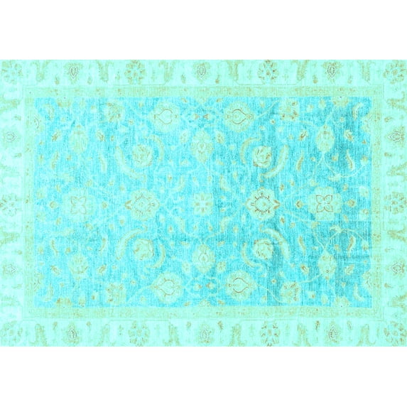 Ahgly Company Indoor Rectangle Oriental Light Blue Traditional Area Rugs, 6' x 9'