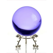 Amlong Crystal Purple Crystal Ball 60mm (2.3 in.) with Silver Flower Stand and Gift Box