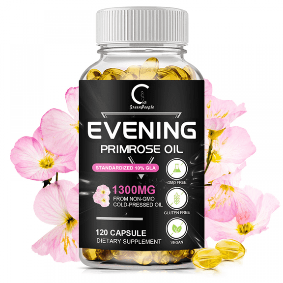 GPGP Evening Primrose Oil Capsules 1300mg - Softgels for Women’s Health & Skin Health - 80 Softgels - Non-GMO & Gluten Free