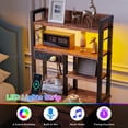 thumbnail image 3 of Satifur Tall Nightstand with Charging Station and LED Lights, Bedside Table with 4 Drawers and Bookshelf, Rustic Brown, 3 of 7