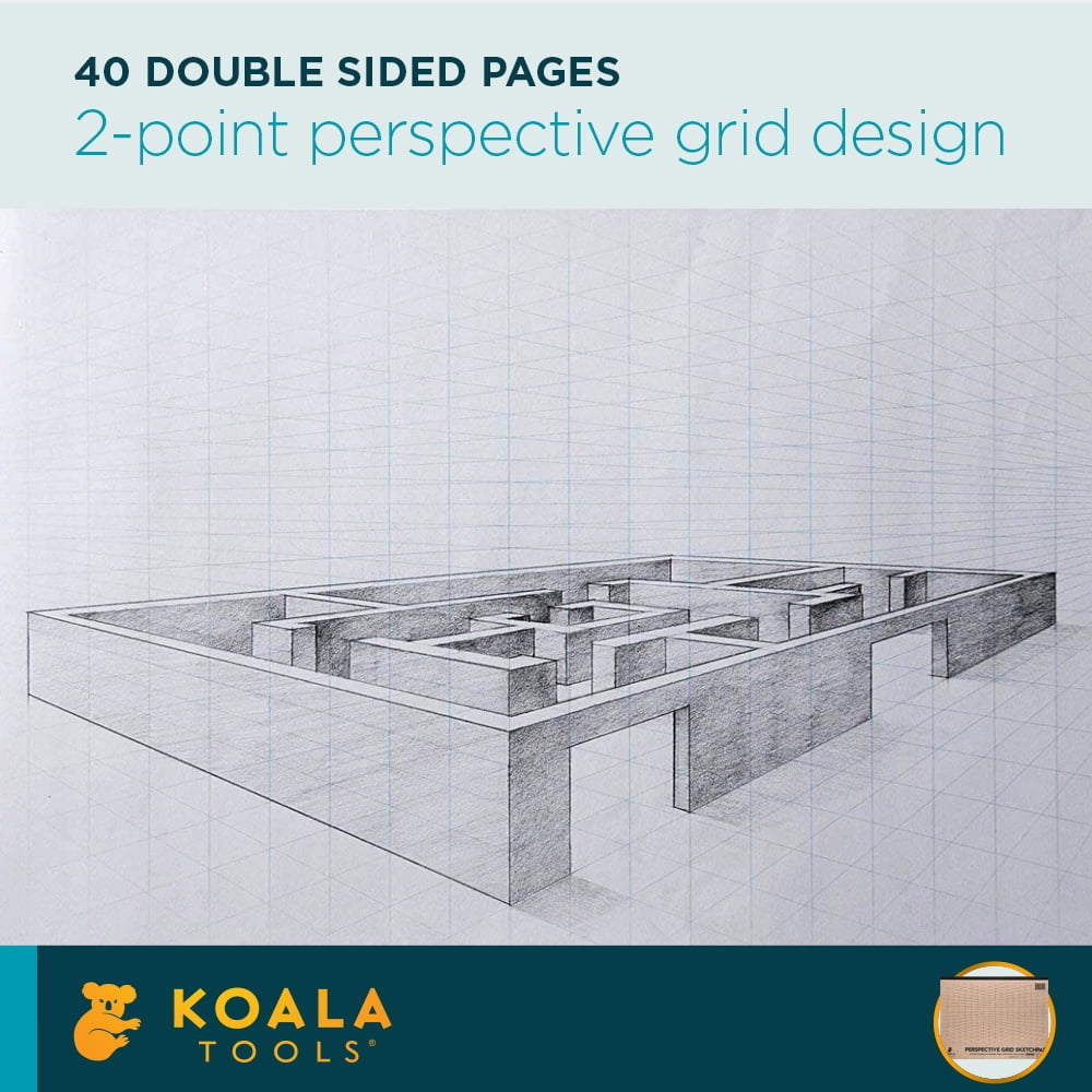 Koala Tools 2005951 11 x 17 in. 2-Point Perspective Grid Sketch Pad