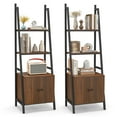 thumbnail image 1 of Costway 2 PCS Ladder Shelf Industrial Bookcase with Cabinet Metal Frame for Living Room, 1 of 10