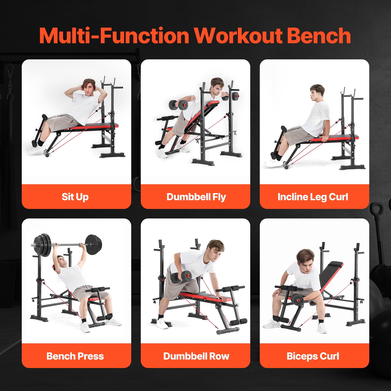 KFFKFF Strength Training Bench, Versatile Workout Bench with Adjustable Settings for Comprehensive Body Exercise, 600lbs Capacity Training Bench for Home Gym, Flat Bench