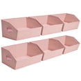 thumbnail image 3 of DIMJ 6 Pack Boot & Shoe Boxes with Handles, Pink Non-Woven Fabric Open Home Storage Bins, Trapezoid Foldable Baskets for Bedroom Shelves and Home Organization, 3 of 11