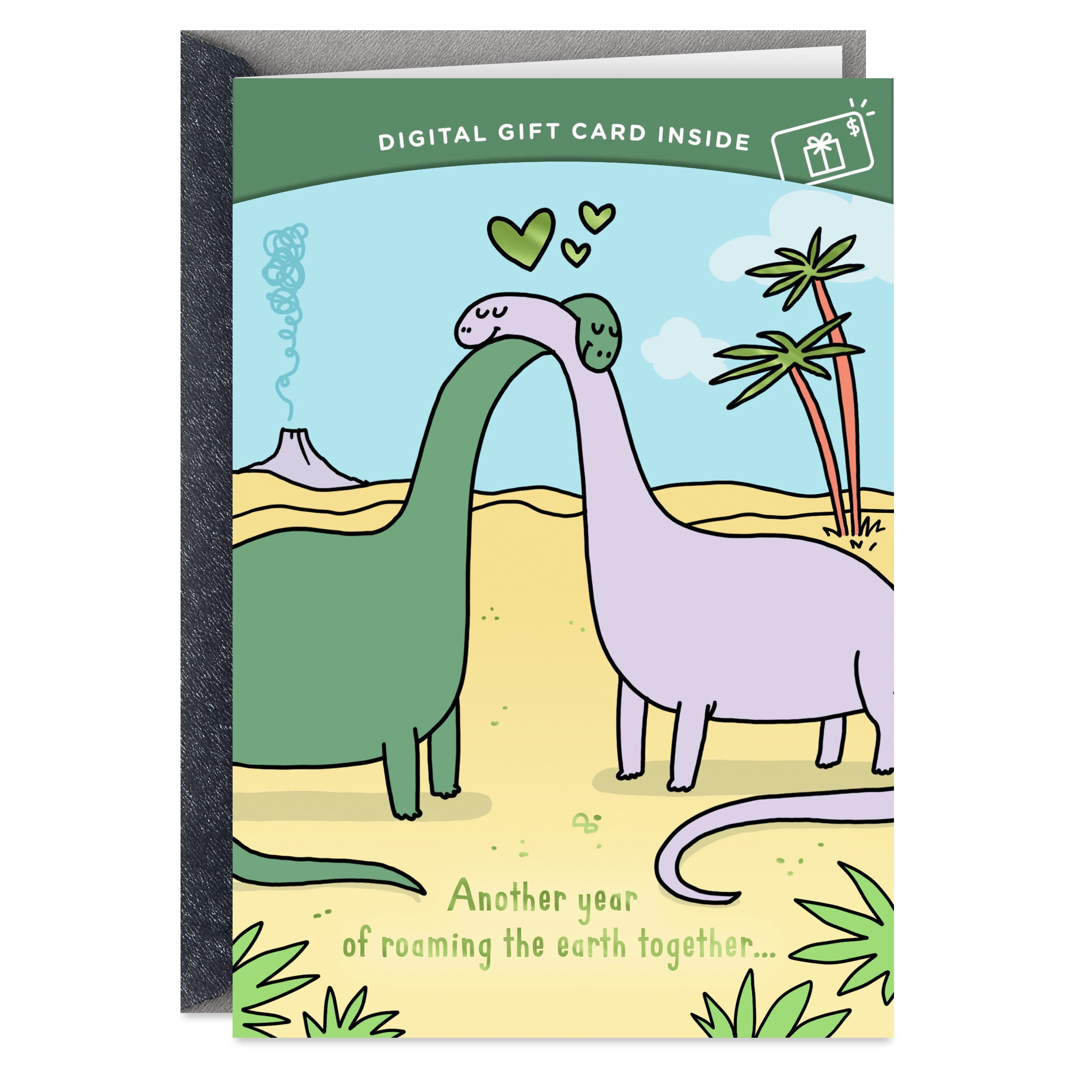 Hallmark Gift Card Greeting Funny Anniversary Card for Husband, Wife, Couple (Hugging Dinosaurs)