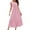 Pink, variant on Kureaily Women's Solid Color Round Neck Pleated Dress With Pockets
