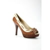 Pre-owned|Michael Michael Kors Womens Leather Platform Peep Toe Bow Pumps Brown Size 9.5M