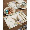 thumbnail image 2 of Easter Placemats Set of 6, Bunny Rabbit Ears Placemat for Dining Table Decorations, Flowers Easter Egg Place Mats, Spring Table Mats for Kitchen Dinner Seasonal Holiday Party Decor, 2 of 6