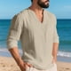 thumbnail image 5 of pstuiky manga larga de hombre, Top informal holgado de color liso con medio botón, mangas largas y cuello redondo para hombre Tops de talla grande para hombre xl, 5 of 6