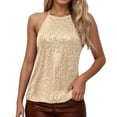 thumbnail image 2 of Sparkly Sequin Camisole Tops for Women Shiny Sequins Spaghetti Strap Cami Tank Top Rave Party Clubwear, 2 of 8