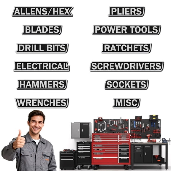 12 Pack of Magnetic Tool Box Labels, 2026 New Upgrade Magnetic Toolbox Drawer Labels, Custom Premium Magnetics Toolbox Label Accessories for Tool Organization, for Mechanic, Hobbyist, DIY Enthusiast