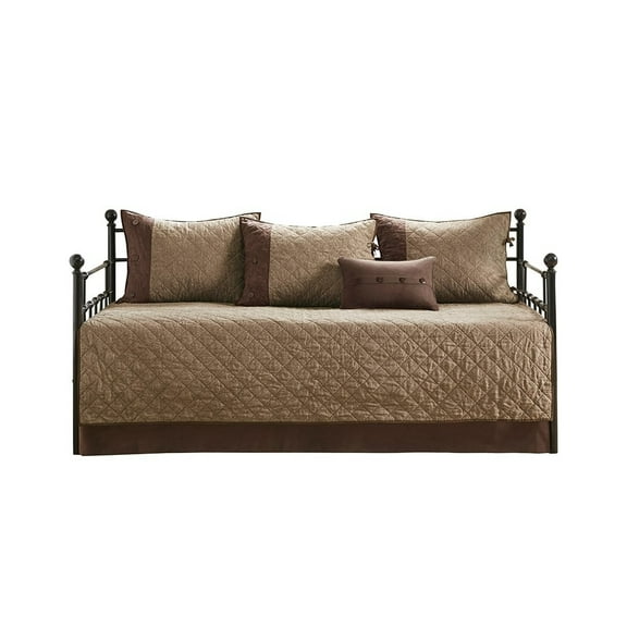 Gracie Mills Maldonado 6-Piece Rustic Twin Daybed Cover Set Reversible Faux Suede