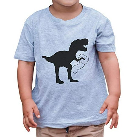 

7 ate 9 Apparel Kids Dinosaur Toilet Paper Quarantine Grey Tshirt