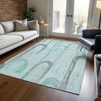 Addison Rugs Chantille Indoor/Outdoor Transitional Geometric Seafoam Washable Rectangle Rug, 3' x 5'