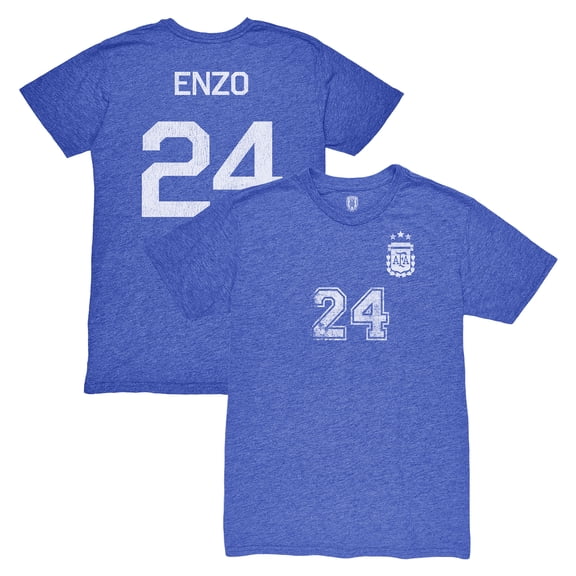 Men's 1863FC Enzo Fern-ndez Blue Argentina National Team Player Vintage Tri-Blend T-Shirt